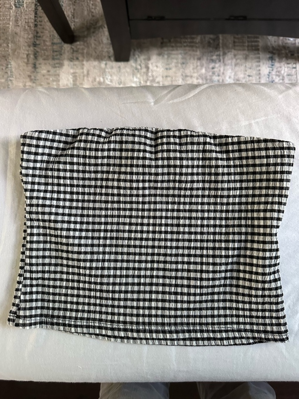 ASOS Design Smocked Strapless Tube Top Black White Gingham Stretch Size S